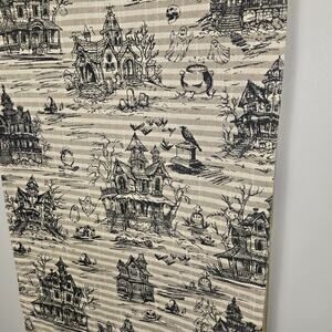 Cynthia Rowley Curious Halloween Beige & Black "Spooky" Table Runner 16x90" Mtlc